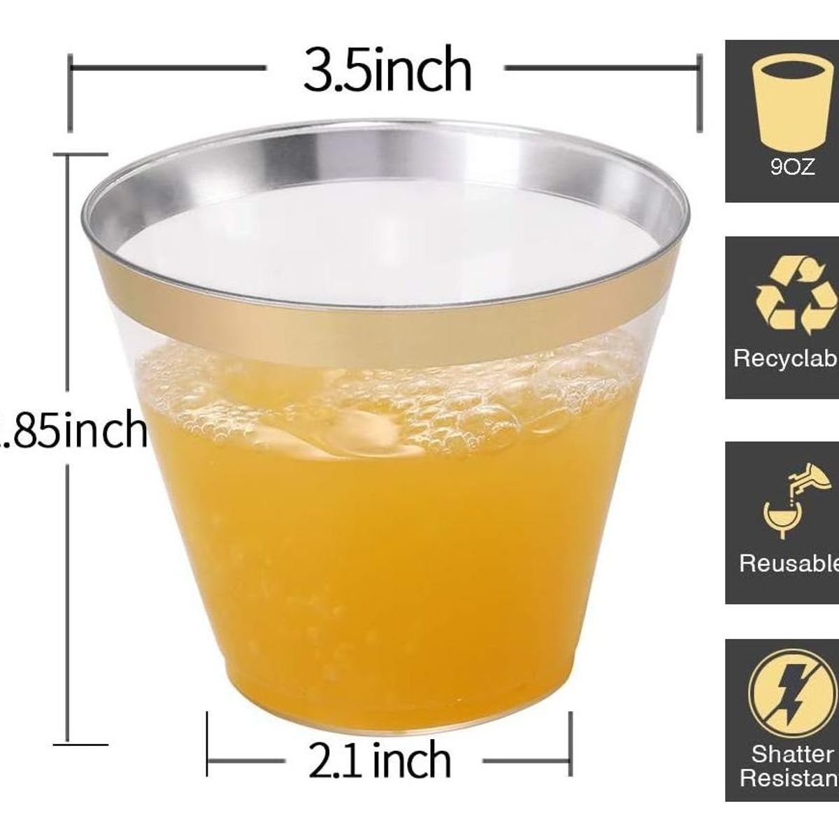 GENERICO - 50 Vasos Reutilizables de Plástico para Bebidas Elegantes