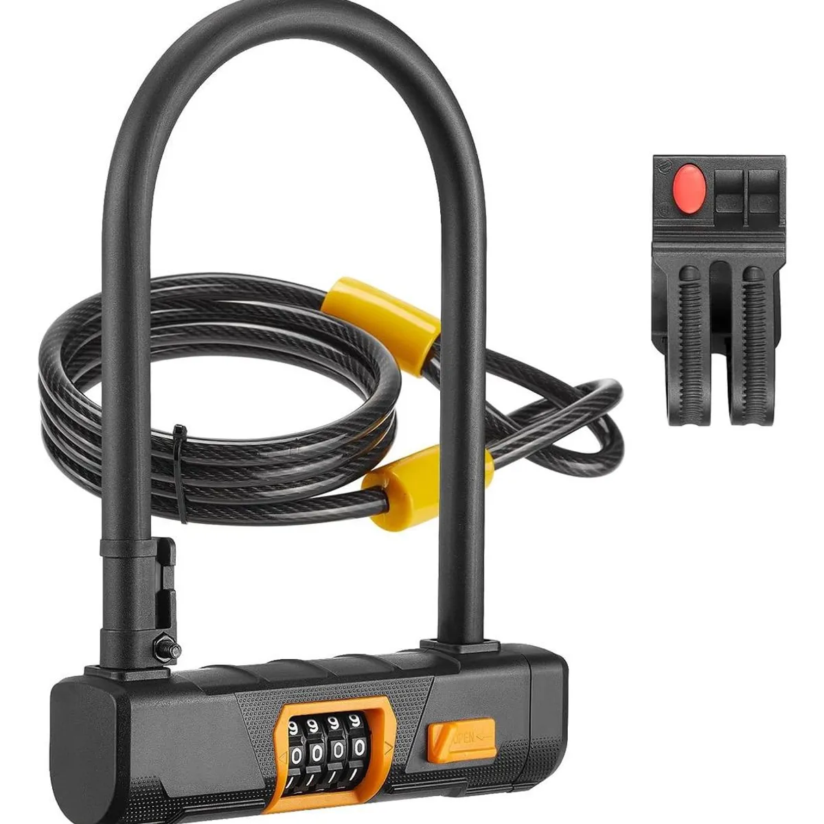 GENERICO - Candado U-Lock para Bicicleta con Cable de Acero