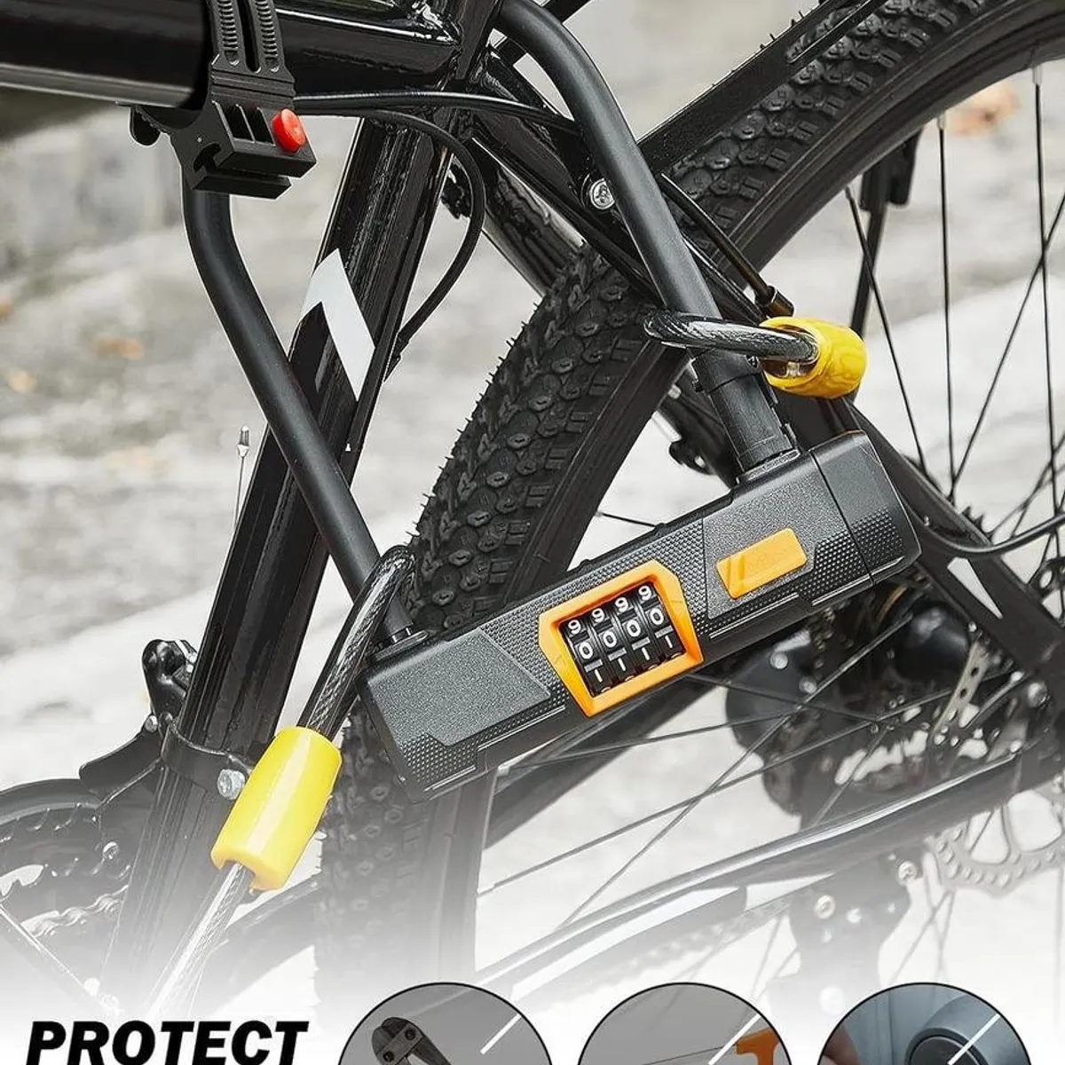 GENERICO - Candado U-Lock para Bicicleta con Cable de Acero