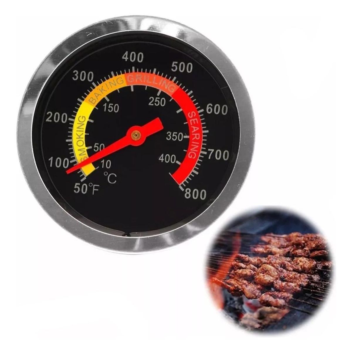 GENERICO - Termómetro Análogo de Acero Inoxidable para Hornos