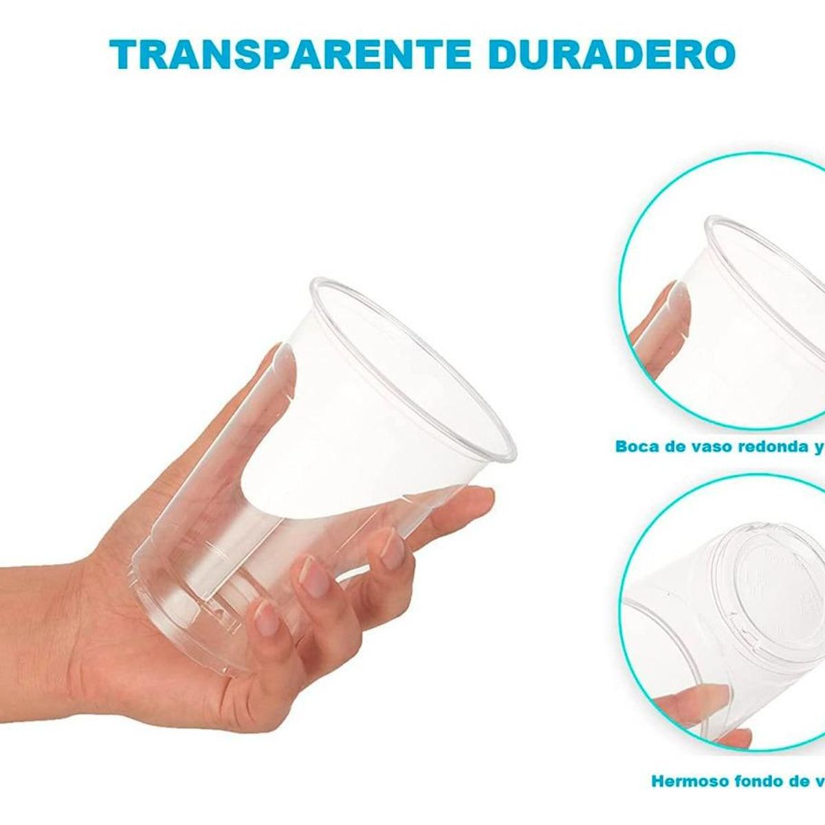 GENERICO - Vasos Desechables Transparentes de 500 ml - Paquete de 50