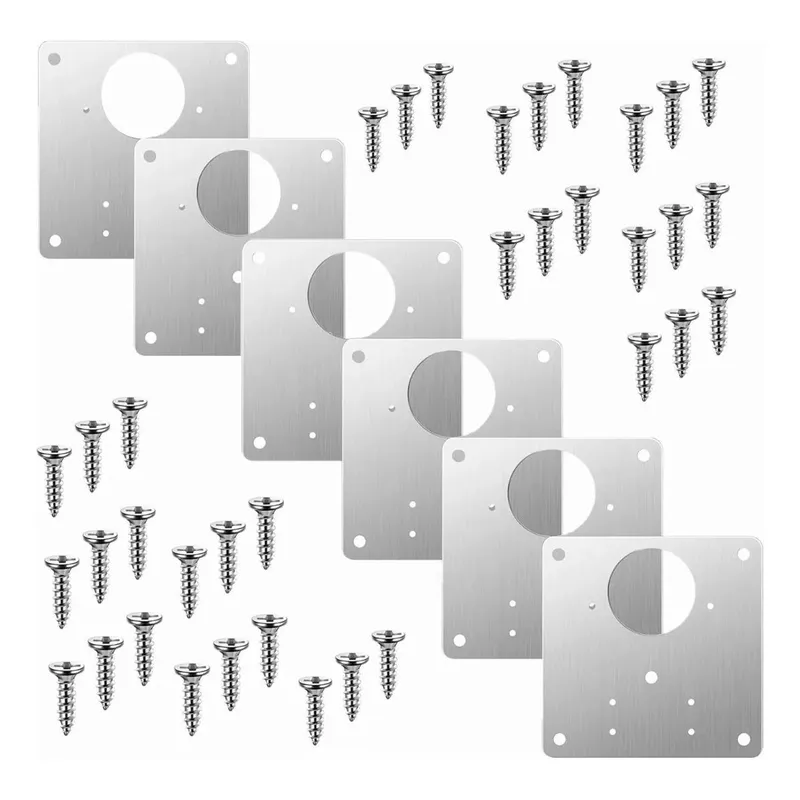 GENERICO - Juego de 6 Placas de Reparación para Bisagras de Acero Inoxidable