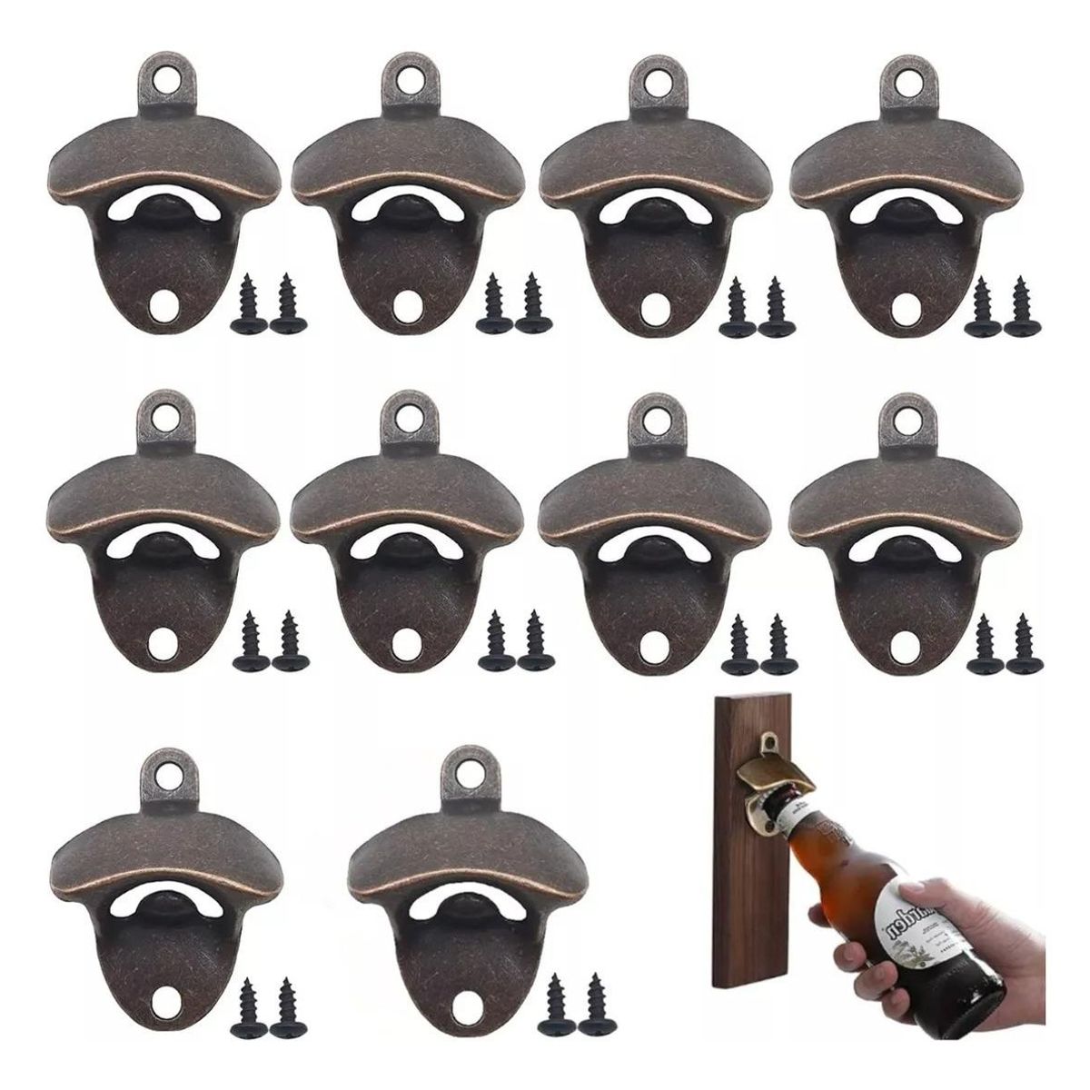 GENERICO - Destapador de Botellas Metálico Vintage de Pared - Pack de 10