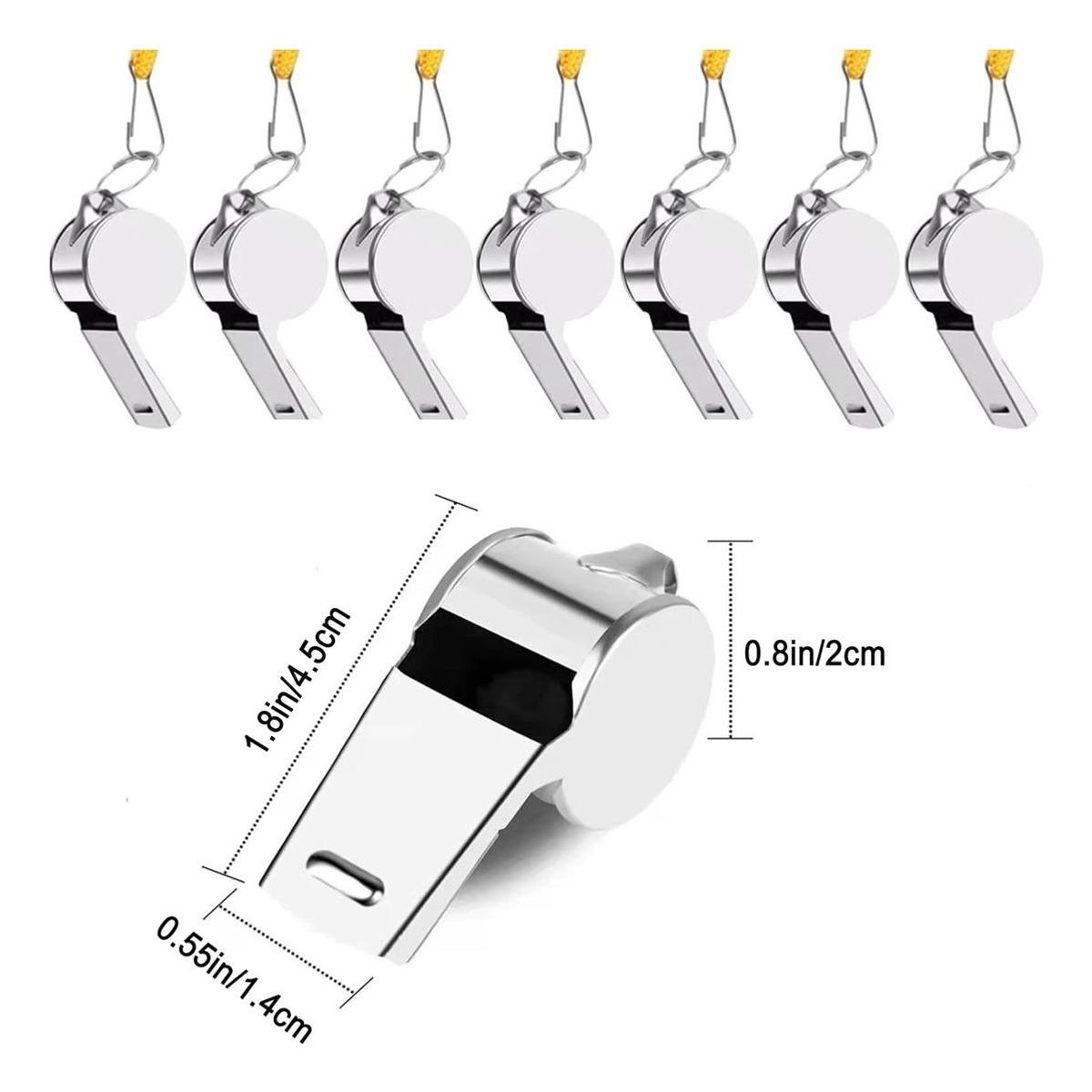 GENERICO - 24 Silbatos Metálicos con Cuerda para Deportes y Emergencias