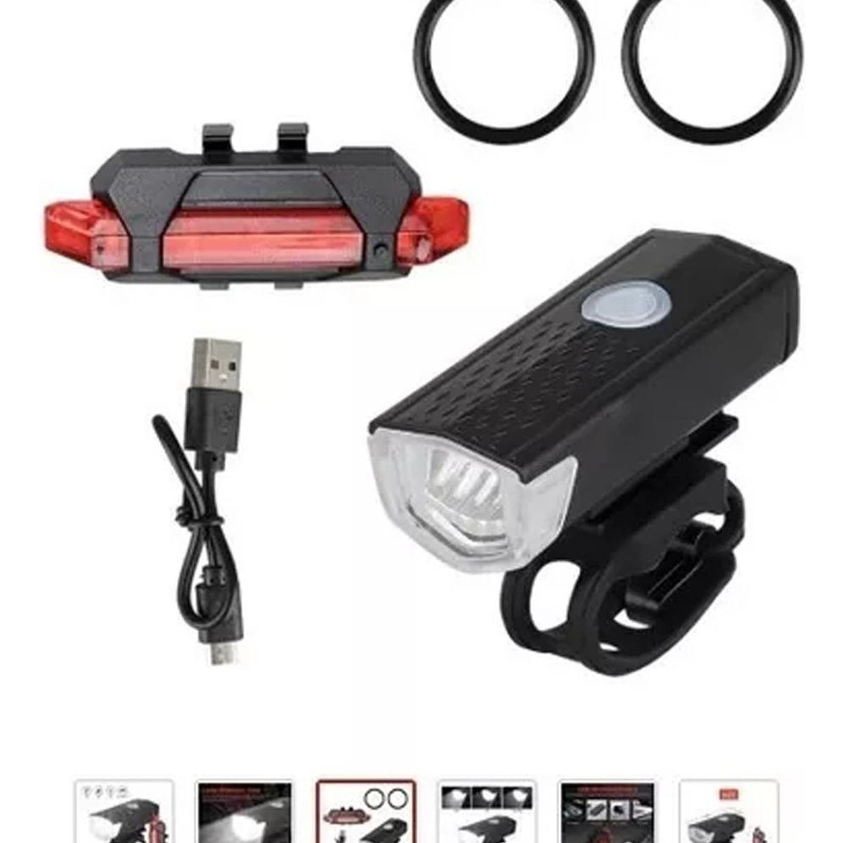 GENERICO - Set de Luces LED Recargables para Bicicleta