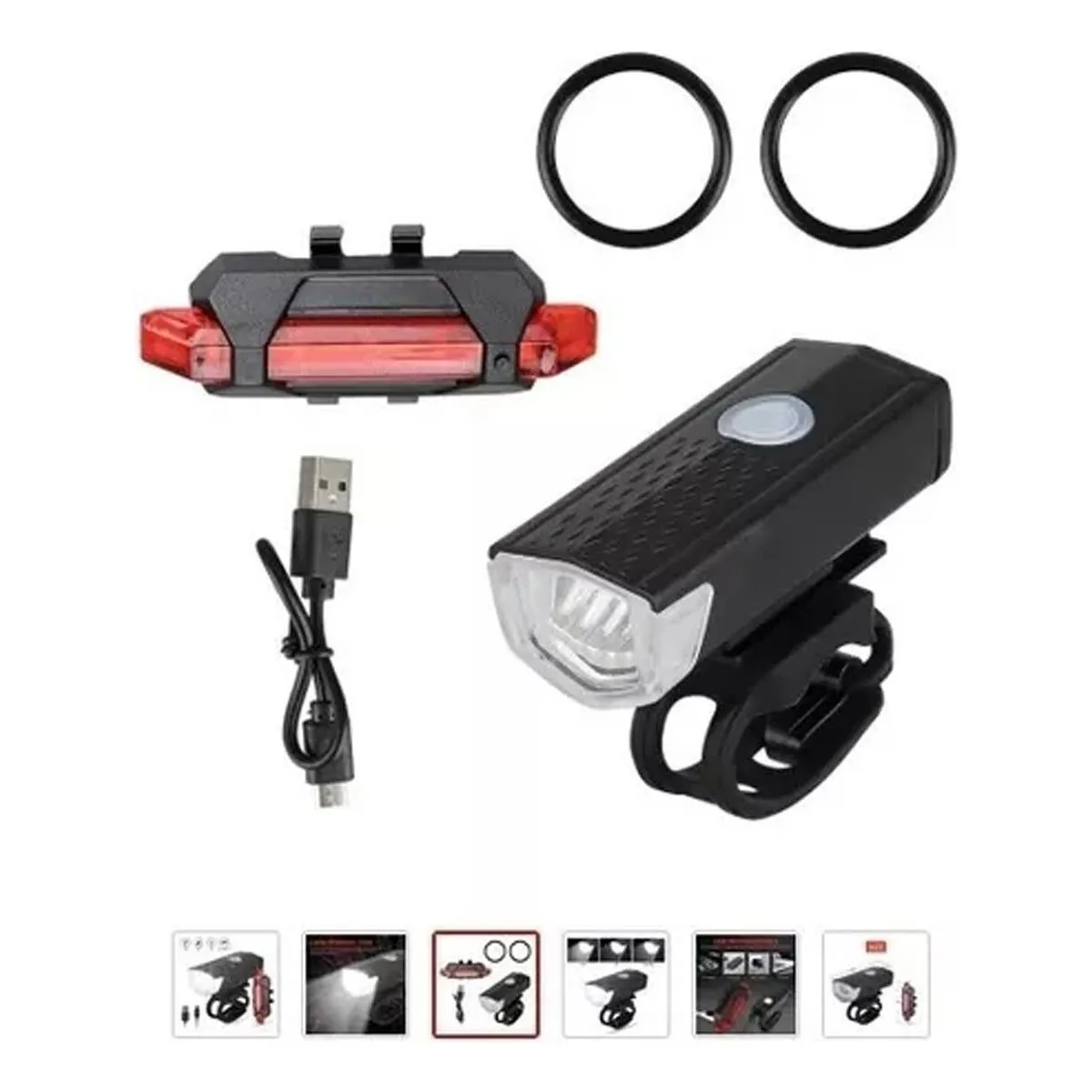 GENERICO - Set de Luces LED Recargables para Bicicleta