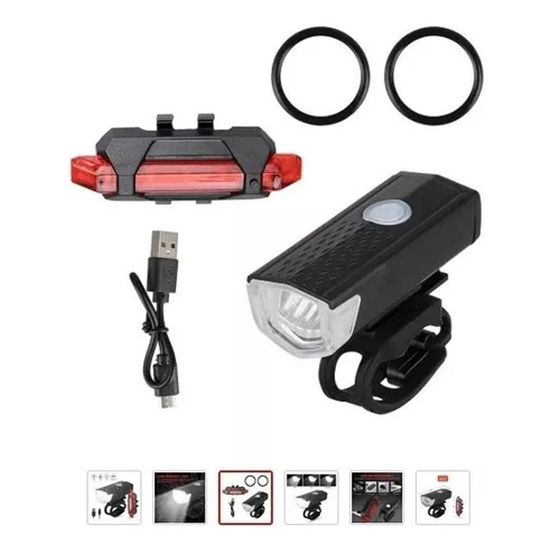 GENERICO - Set de Luces LED Recargables para Bicicleta