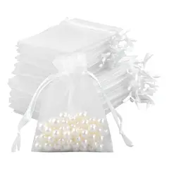 GENERICO - Pack de 100 Bolsas de Organza Blanca 10x15 cm para Regalos