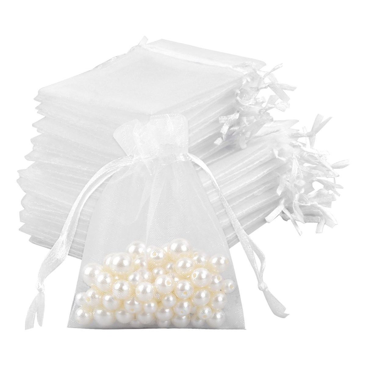 GENERICO - Pack de 100 Bolsas de Organza Blancas 15x20 cm