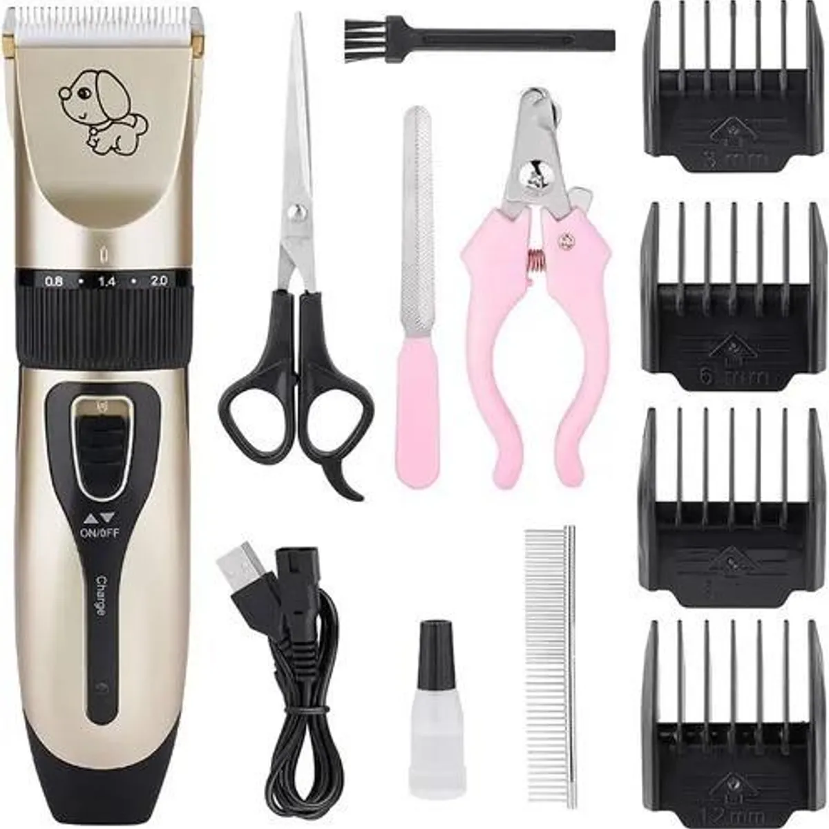 GENERICO - Cortadora de Pelo para Perros y Gatos USB con Accesorios