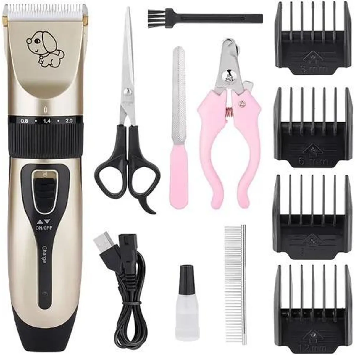 GENERICO - Cortadora de Pelo para Perros y Gatos USB con Accesorios