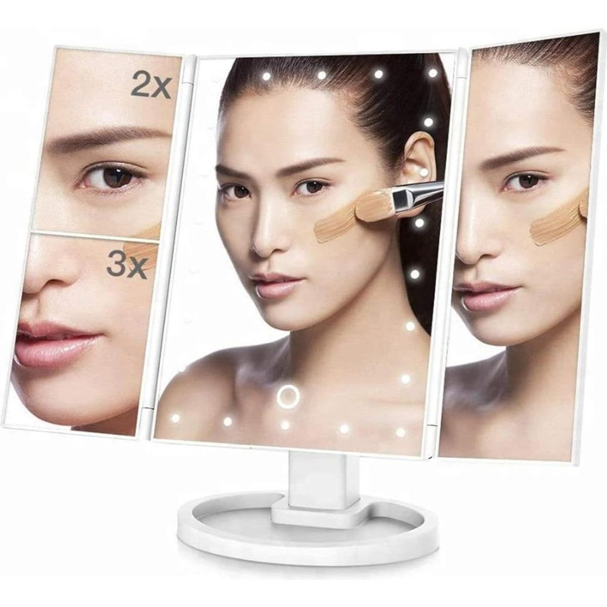 GENERICO - Espejo de Maquillaje con Luz LED y Ampliación 2x 3x
