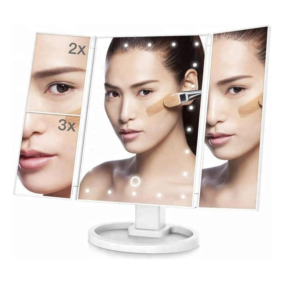 GENERICO - Espejo de Maquillaje con Luz LED y Ampliación 2x 3x