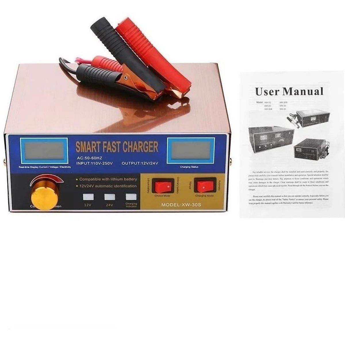 GENERICO - Cargador de Baterías Automotriz 220V para 12V y 24V