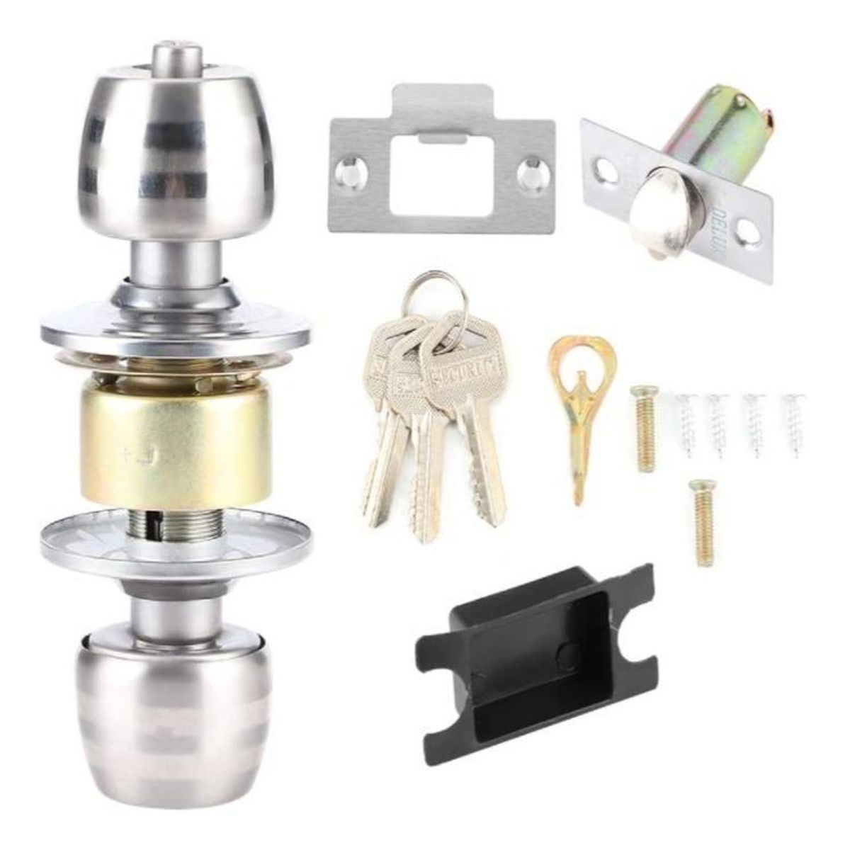 GENERICO - Cerradura Pomo de Acero Inoxidable para Puertas de Casa