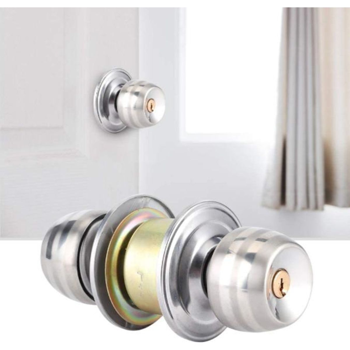 GENERICO - Cerradura Pomo de Acero Inoxidable para Puertas de Casa