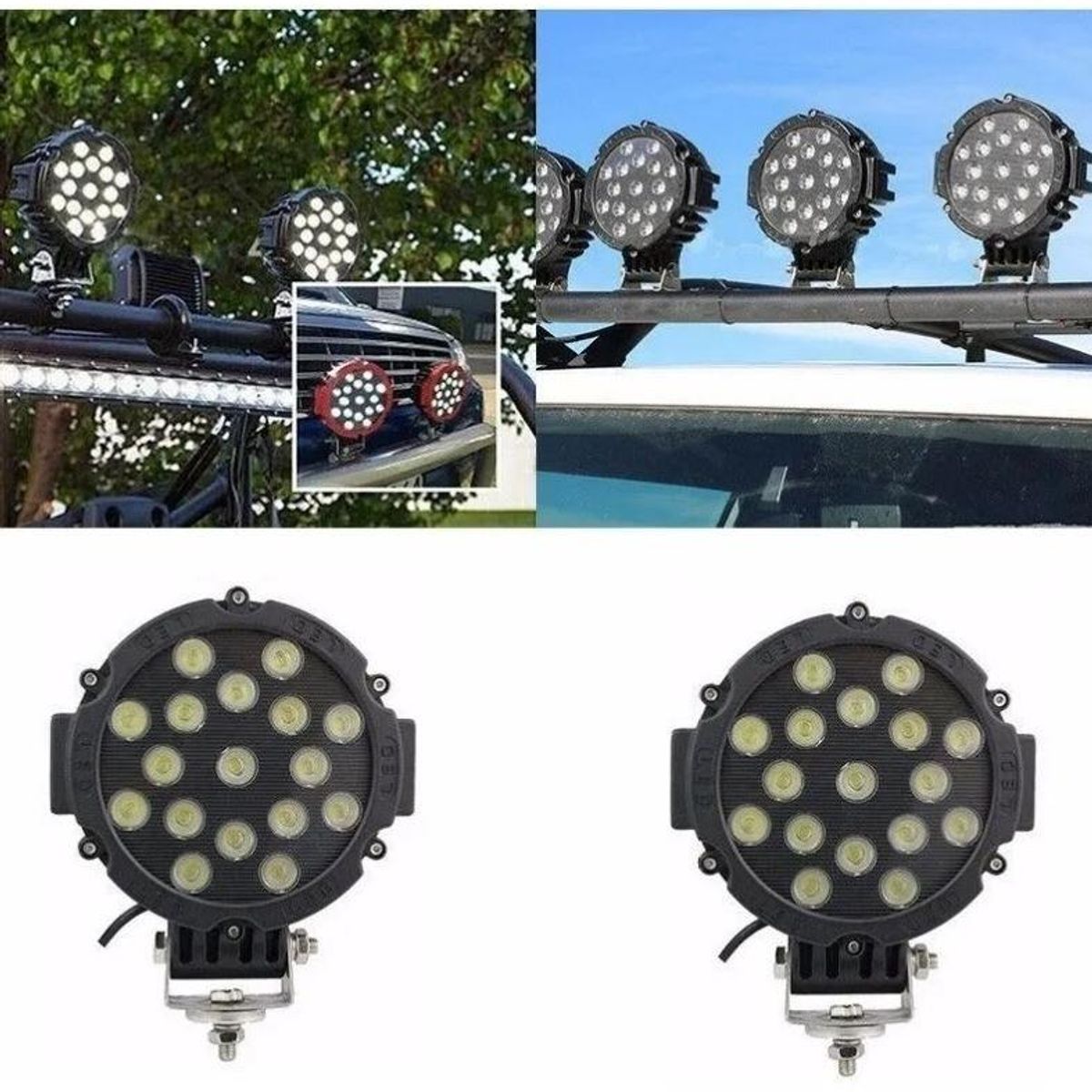 GENERICO - Pack de 2 Focos LED Neblinero Offroad 51W 6000K