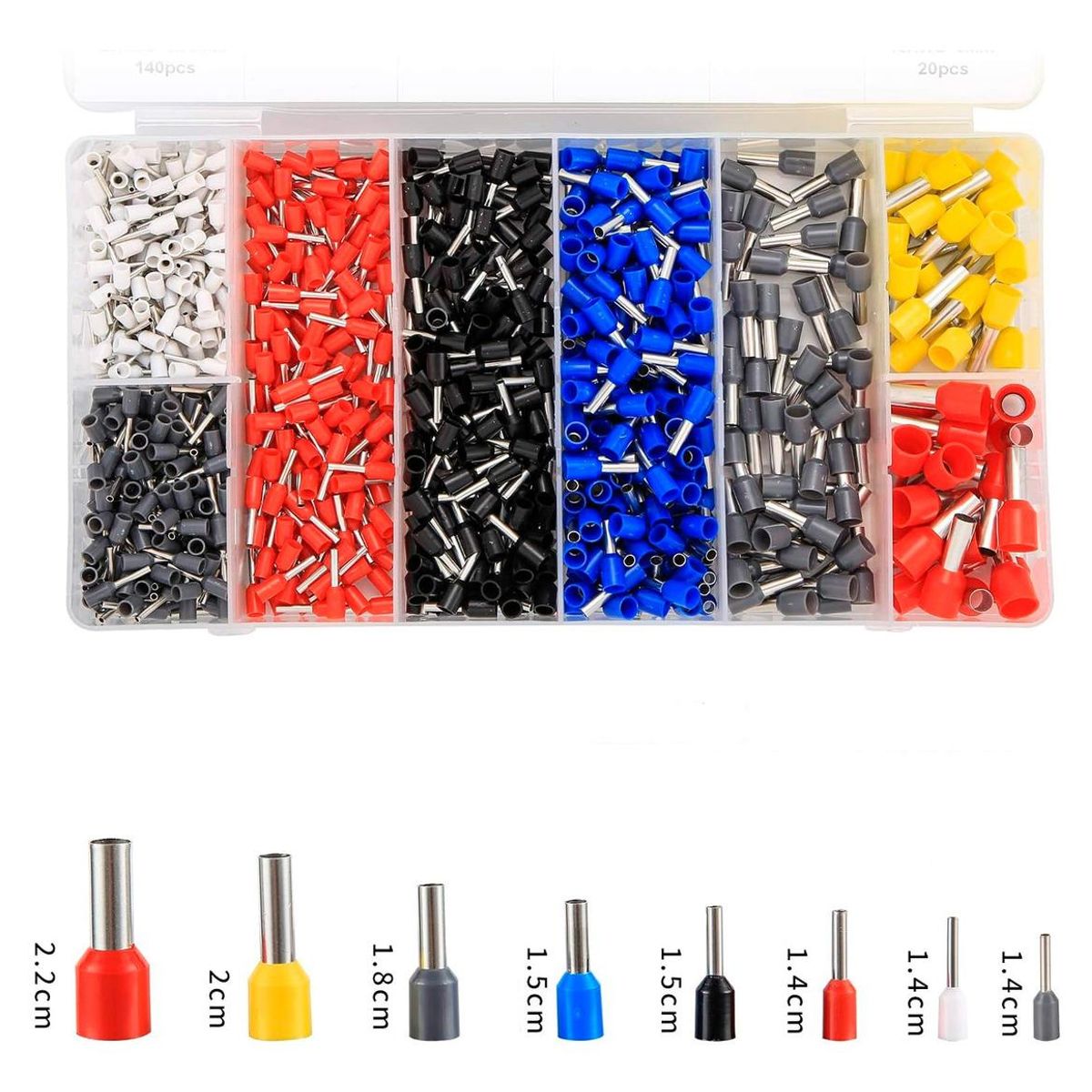 GENERICO - Set de 1200 Terminales Aislados Crimpados Tubulares