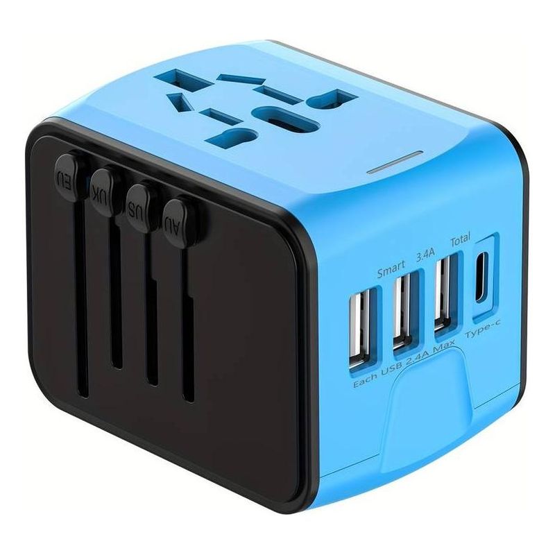GENERICO - Adaptador de Viaje Universal con Puertos USB y Tipo C