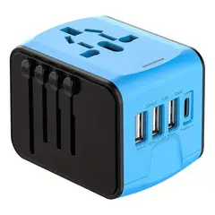 GENERICO - Adaptador de Viaje Universal con Puertos USB y Tipo C