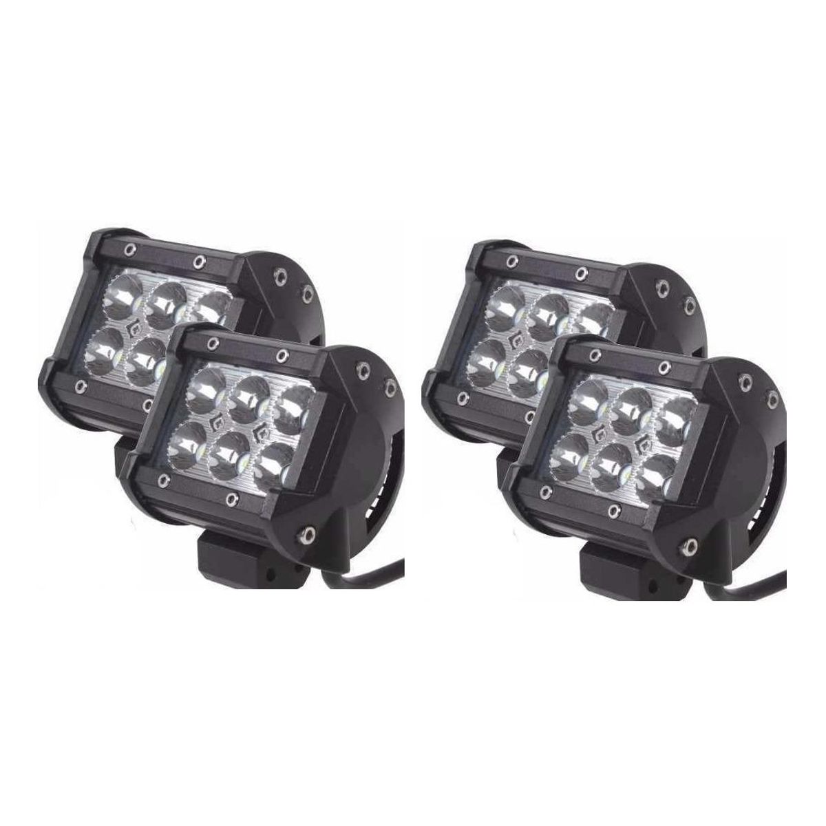 GENERICO - Pack de 4 Focos LED Neblinero Spot 18W con 6 LEDs
