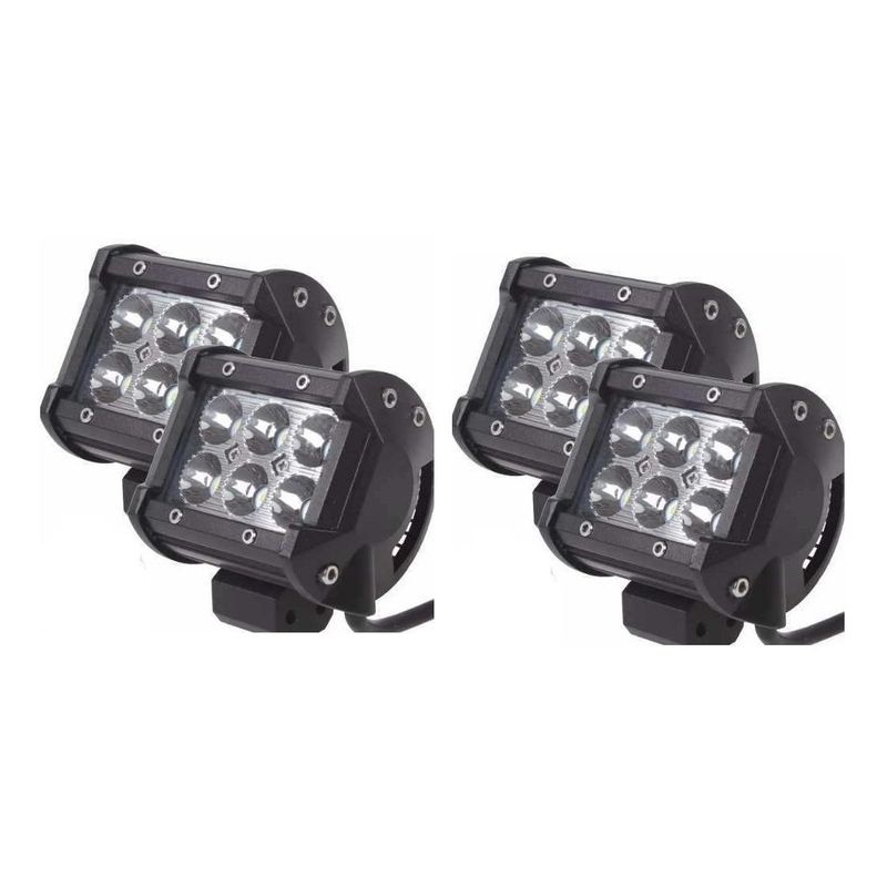 GENERICO - Pack de 4 Focos LED Neblinero Spot 18W con 6 LEDs