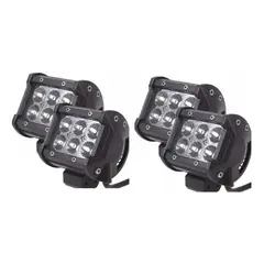 GENERICO - Pack de 4 Focos LED Neblinero Spot 18W con 6 LEDs
