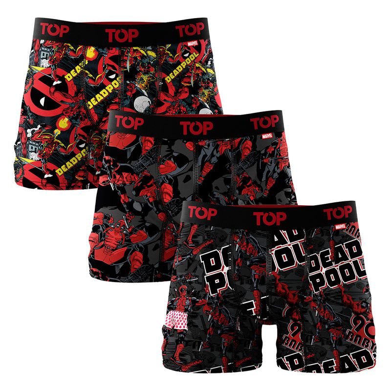 TOP - Bóxer Medio Microfibra Marvel Pack 3 Deadpool C13 Top