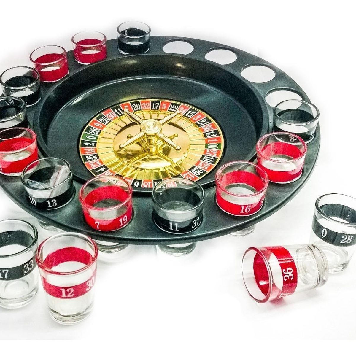GENERICO - Juego de Ruleta Casino para Shots con 16 Vasos