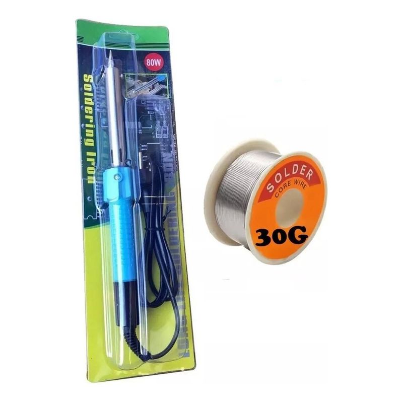 GENERICO - Cautín Eléctrico Tipo Lápiz 80W con Soldadura Incluida