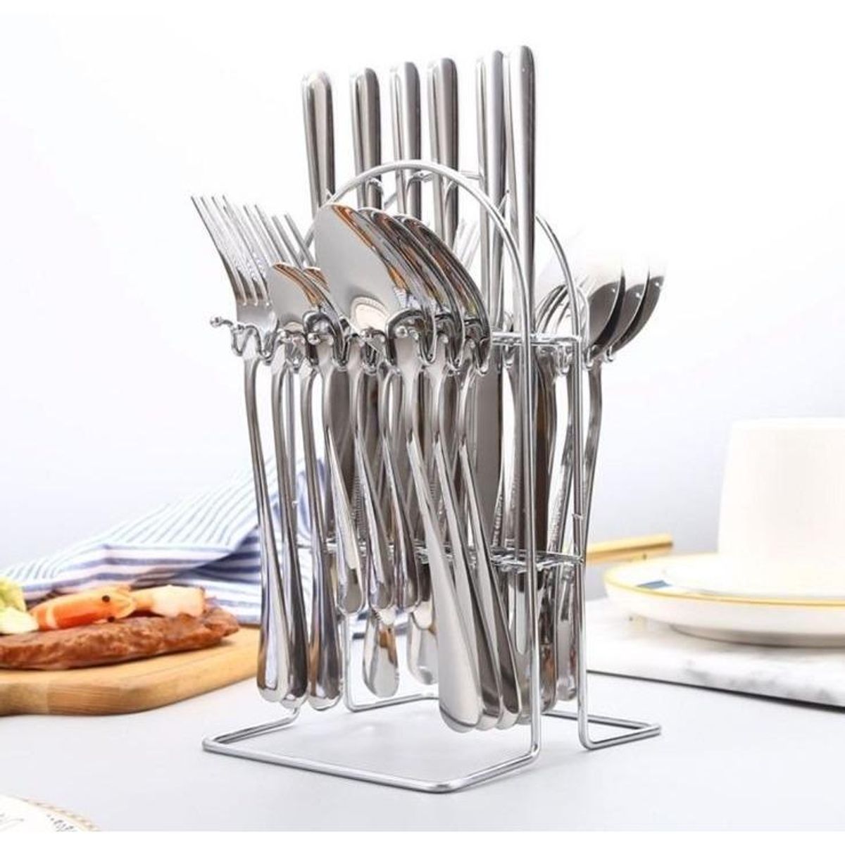 GENERICO - Juego de Cubiertos de Acero Inoxidable - 24 Piezas