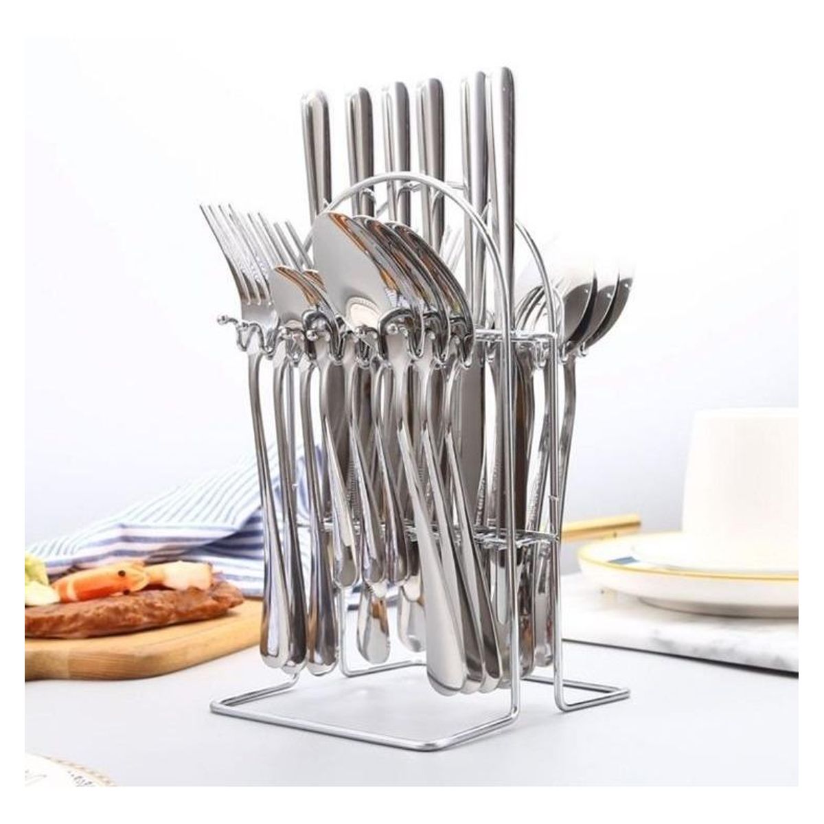 GENERICO - Juego de Cubiertos de Acero Inoxidable - 24 Piezas