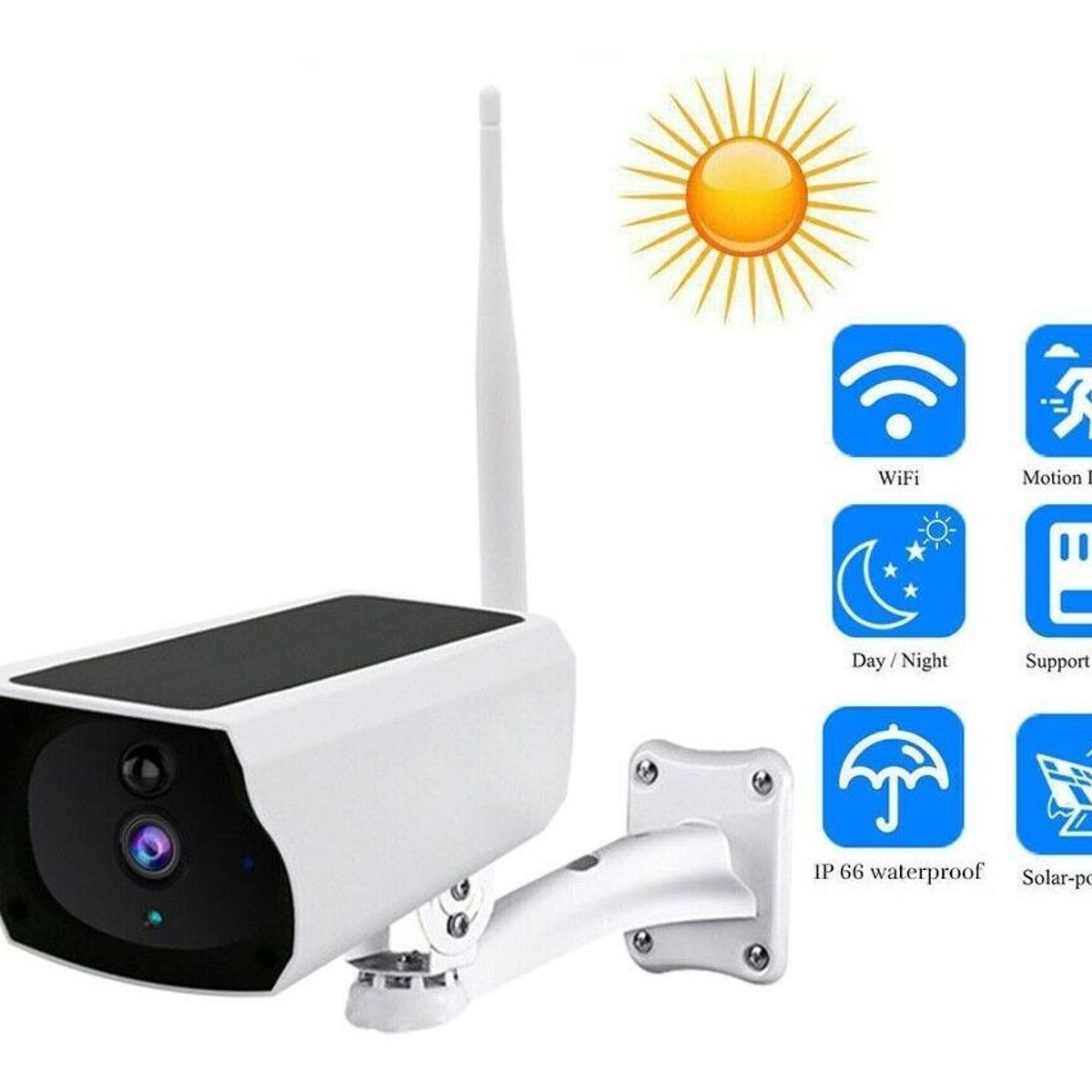 GENERICO - Cámara de Seguridad Exterior Solar IP WiFi 1080p HD