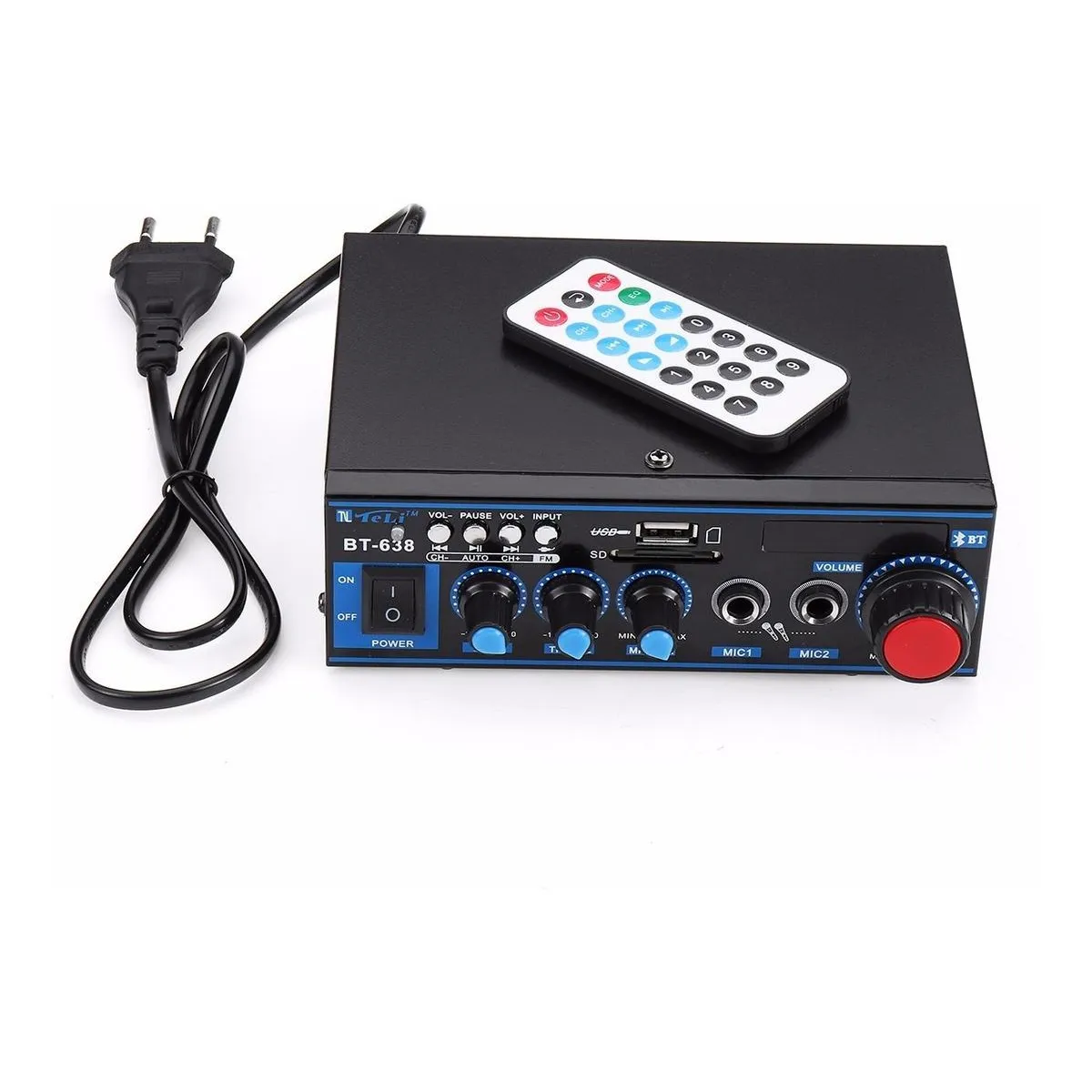 GENERICO - Mini Amplificador Digital Bluetooth HiFi 2 Canales