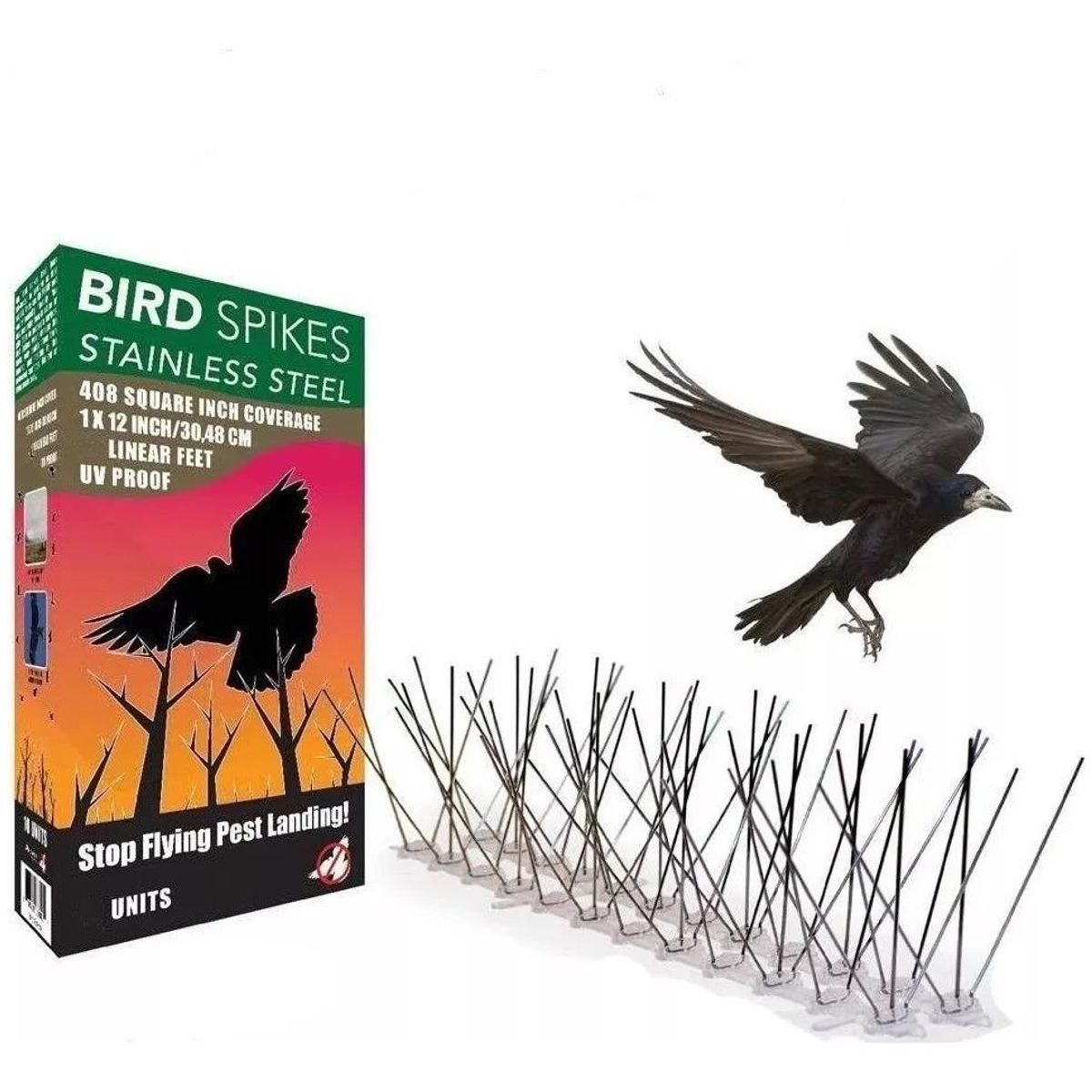 GENERICO - Pack de 5 Púas Repelentes de Aves de Acero Inoxidable