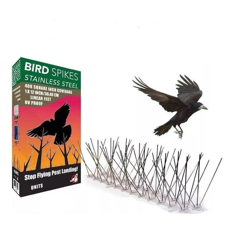 GENERICO - Pack de 5 Púas Repelentes de Aves de Acero Inoxidable