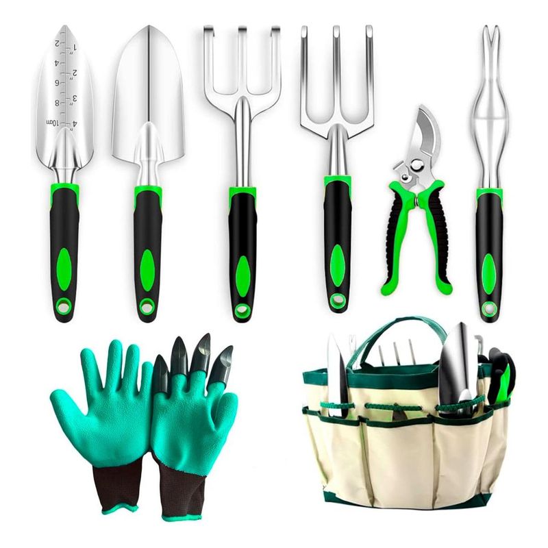 GENERICO - Juego de 8 Herramientas de Jardinería Ergonómicas para Huerto