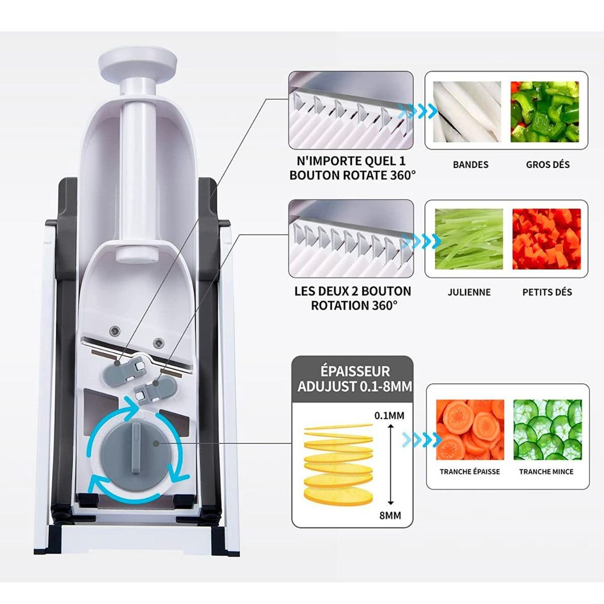 GENERICO - Cortador Mandolina Ajustable para Verduras y Frutas