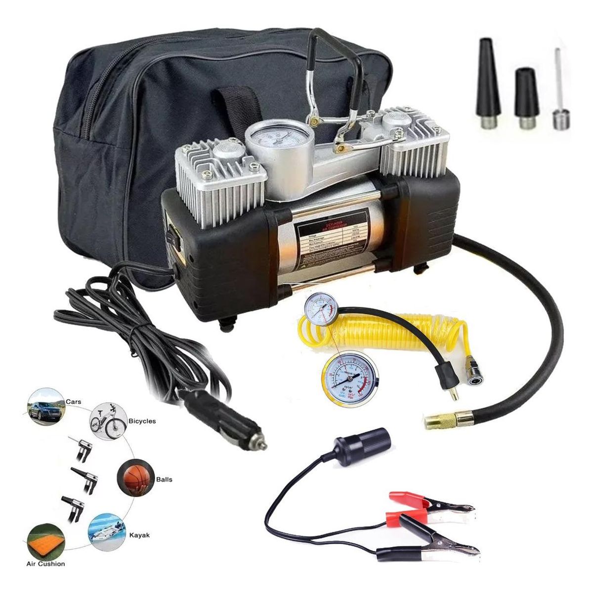 GENERICO - Compresor de Aire DC 12V Doble Cilindro para Inflado Rápido