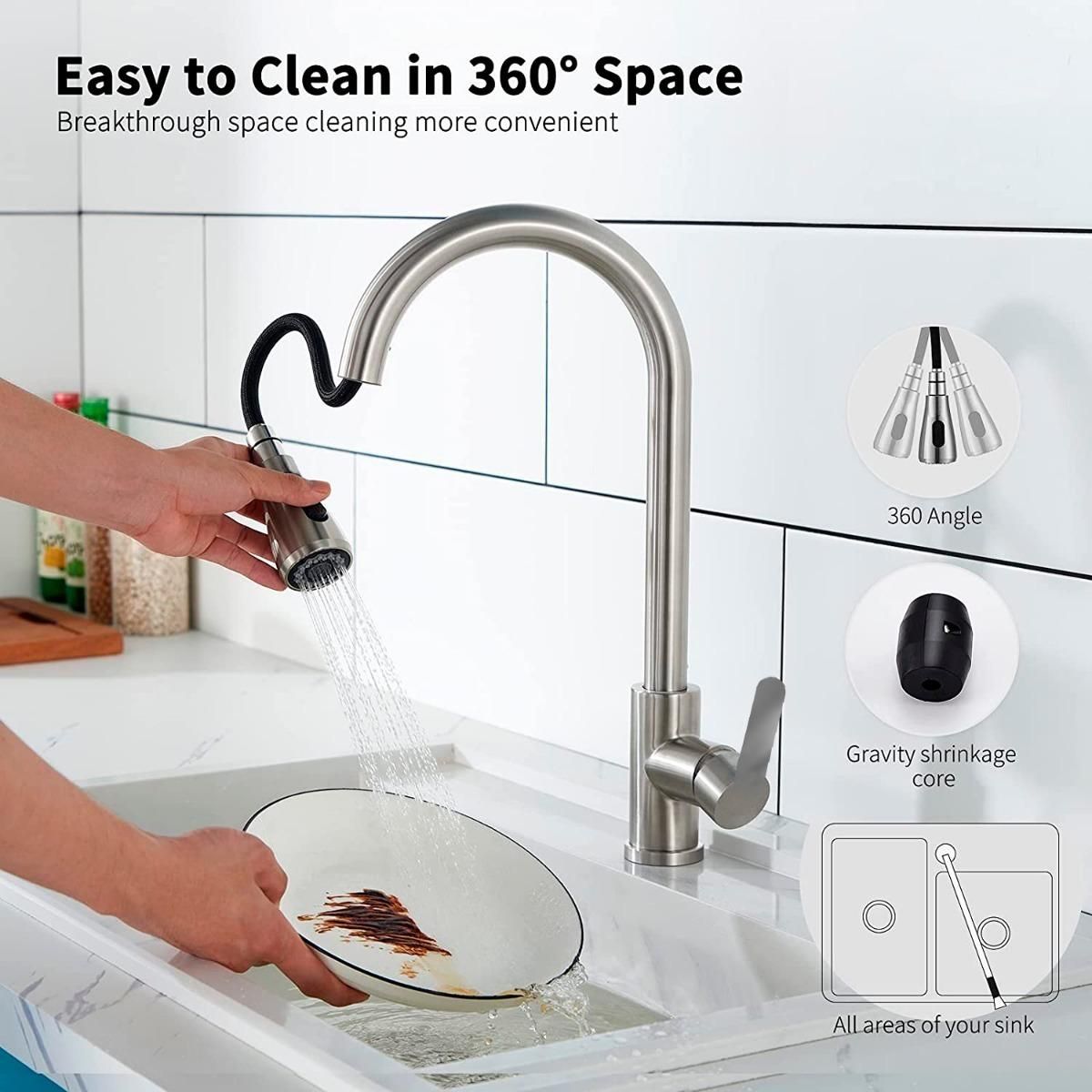 GENERICO - Grifo Monomando Extensible para Cocina Niquelado