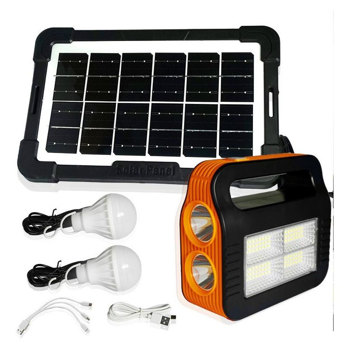 GENERICO - Kit Solar de Emergencia para Camping con Ampolletas LED