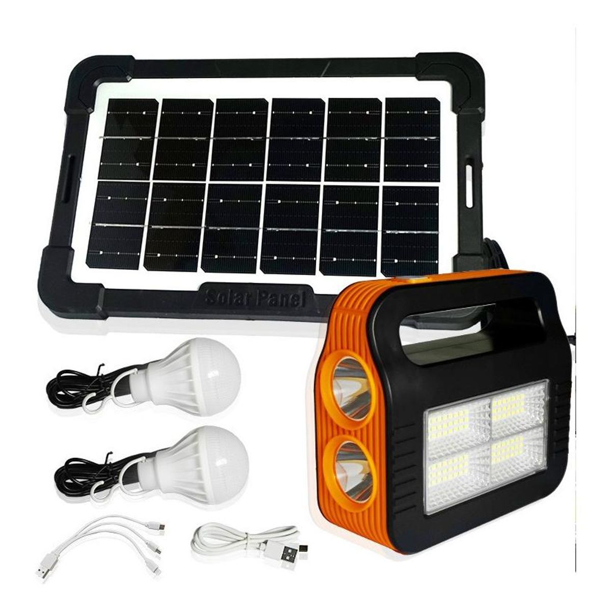 GENERICO - Kit Solar de Emergencia para Camping con Ampolletas LED