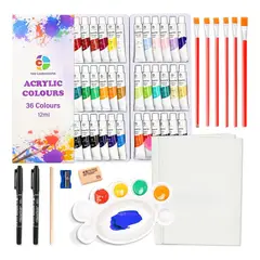GENERICO - Kit de Pintura Acrílica 59 Pzs con Pinceles y Paleta