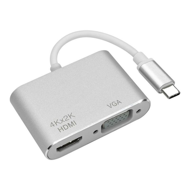 GENERICO - Adaptador USB Tipo C a HDMI y VGA para Conexiones Versátiles