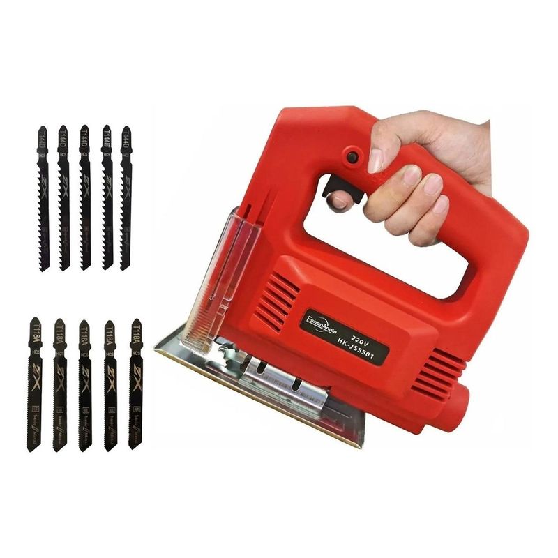 GENERICO - Sierra Caladora 500W con 10 Hojas para Madera y Metal