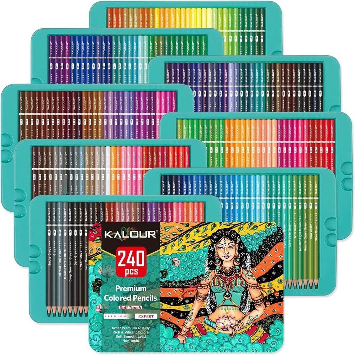 GENERICO - Set de 240 Lápices de Colores en Caja Metálica de Arte