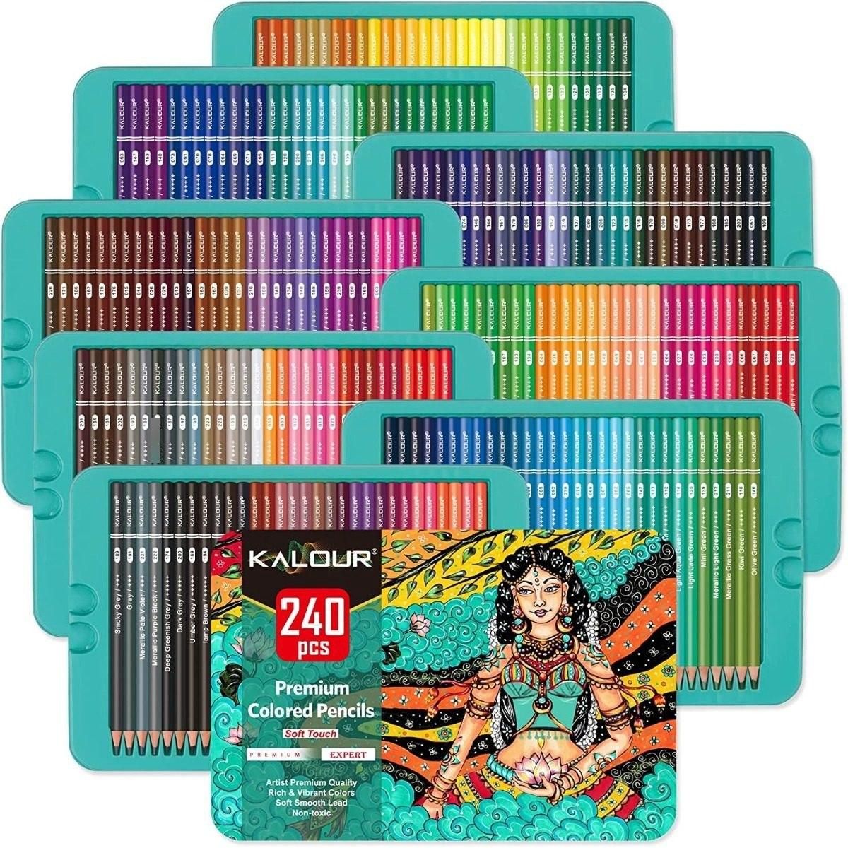 GENERICO - Set de 240 Lápices de Colores en Caja Metálica de Arte