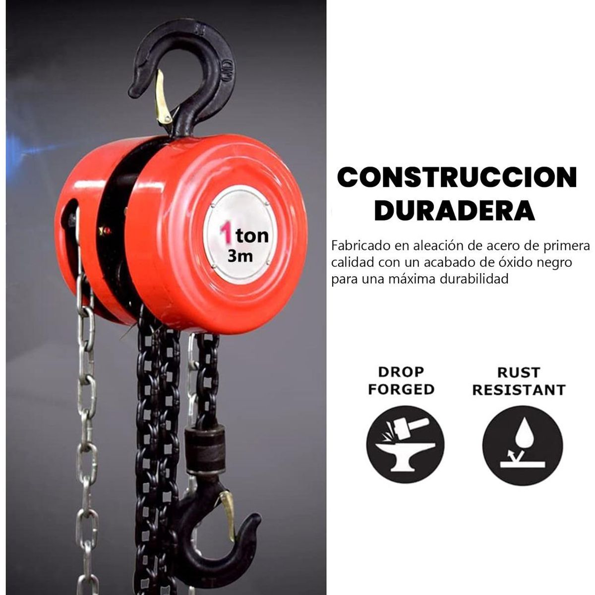 GENERICO - Polipasto Manual de Cadena 1 Tonelada 3 Metros