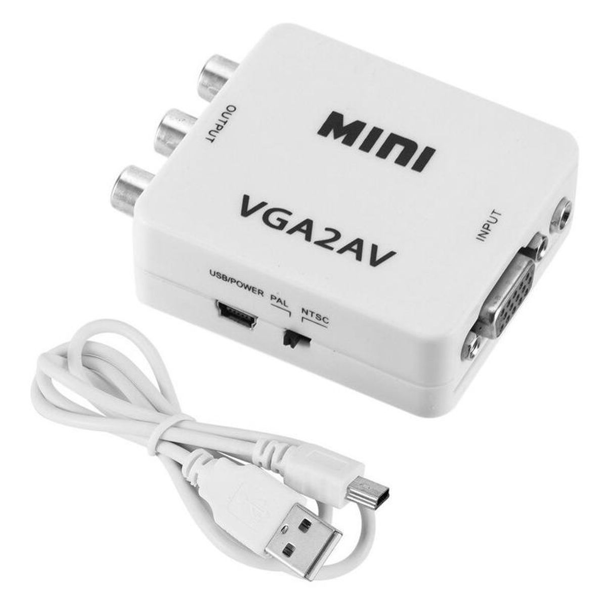GENERICO - Adaptador Conversor VGA a AV RCA con Alimentación USB