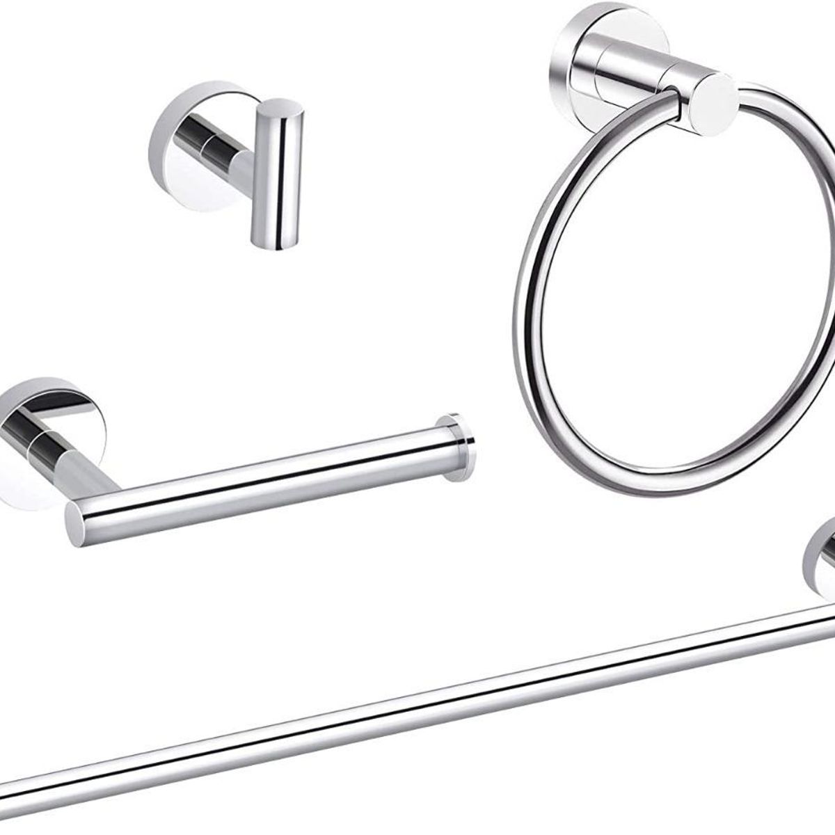 GENERICO - Juego de 4 Accesorios de Baño en Acero Inoxidable